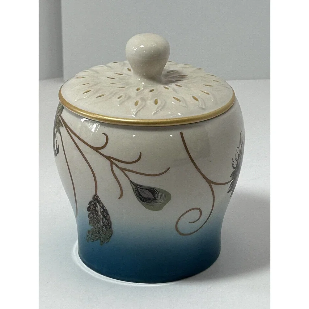 Feathered Flowers Sugar‎ Jar With Cover